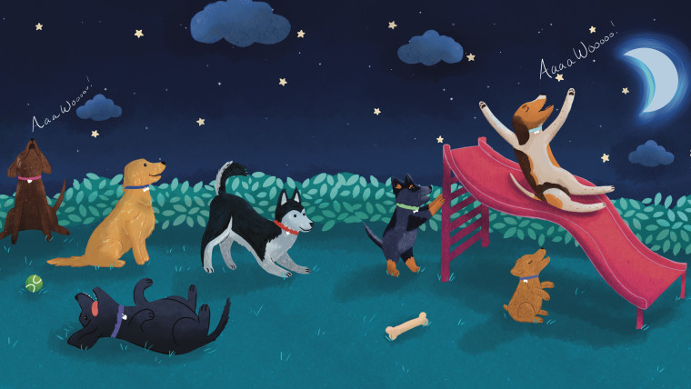 Illustration of dogs from Sweet Sounds of the Night
